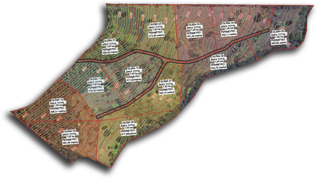 Vista aérea dos terrenos